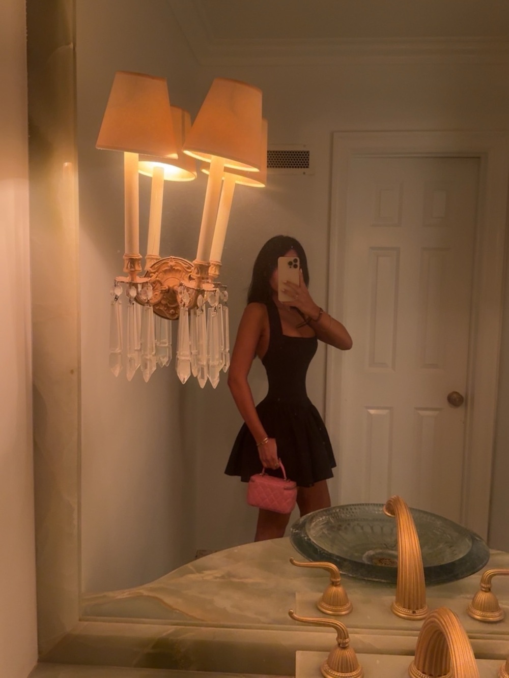 Faille Halter Mini Dress in Black